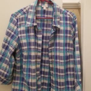 Blue plaid button up shirt